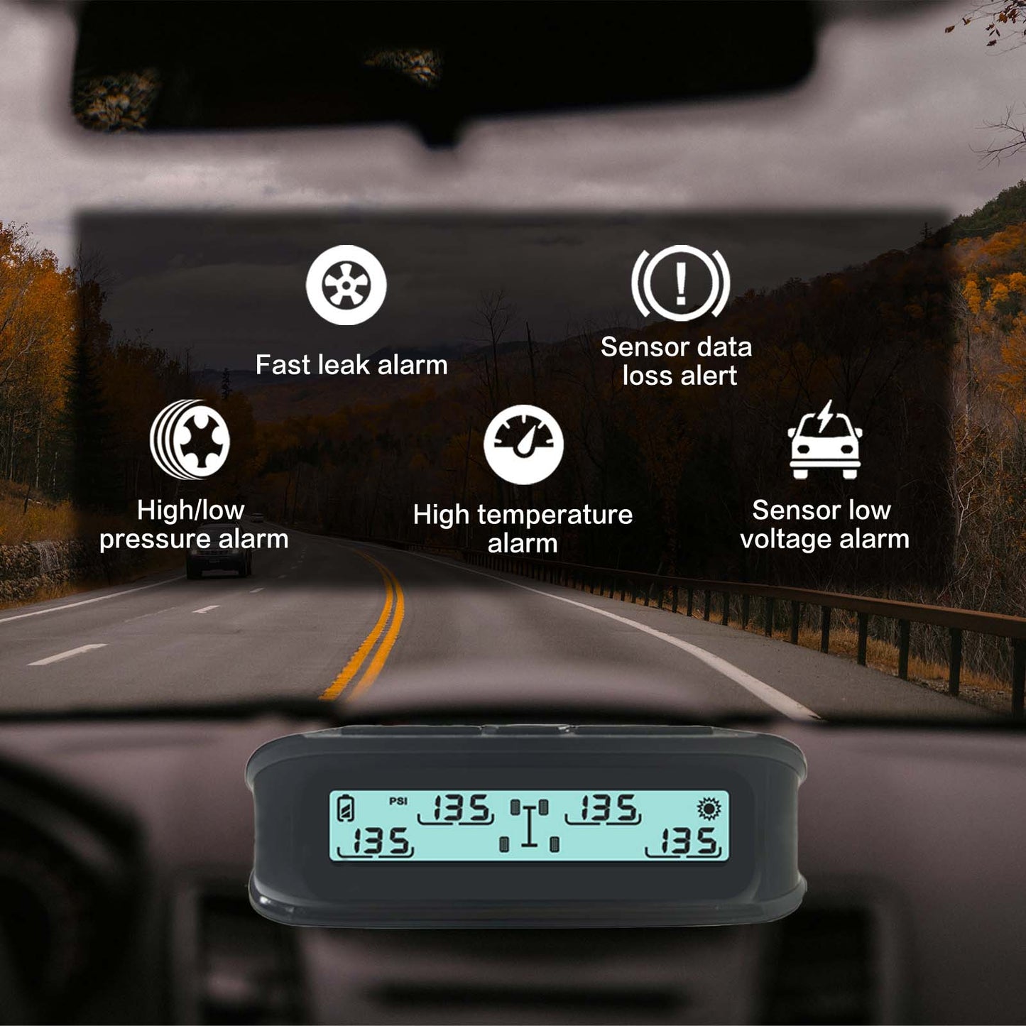 RV Tire Pressure Monitoring System, (0-199PSI) TB4 Black Trailer TPMS