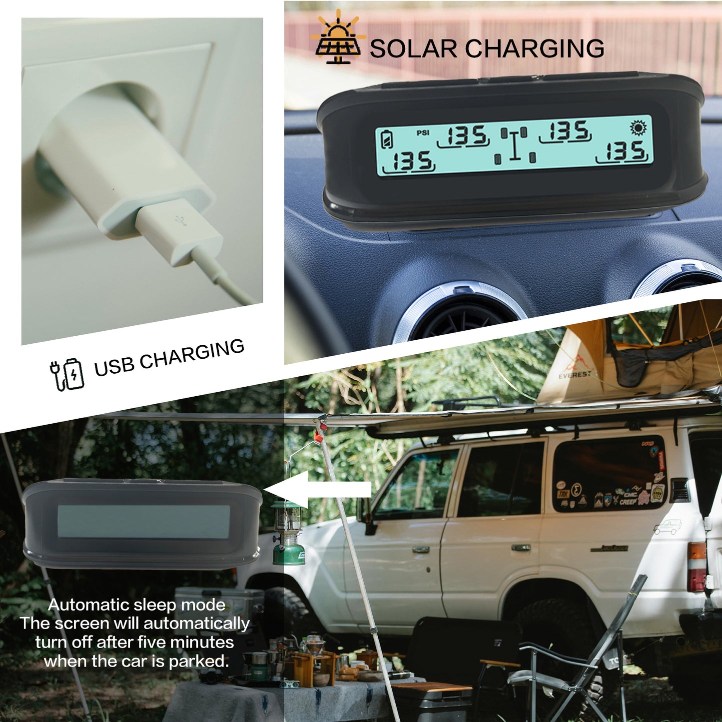 RV Tire Pressure Monitoring System, (0-199PSI) TB4 Black Trailer TPMS