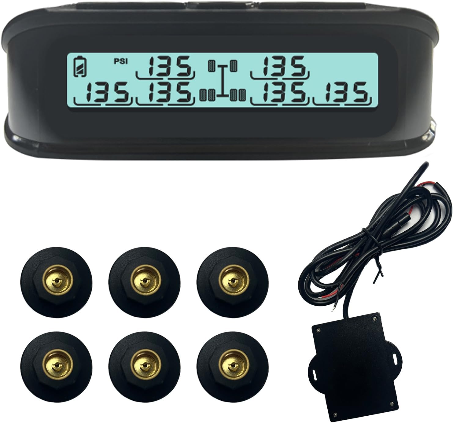 Acouto TPMS – 4 External Tire Pressure Sensors With Real-Time App Alerts For Cars, RVs & Trailers