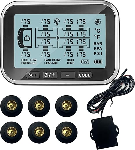 RV Tire Pressure Monitoring System, (0-199PSI) TM6 Trailer TPMS