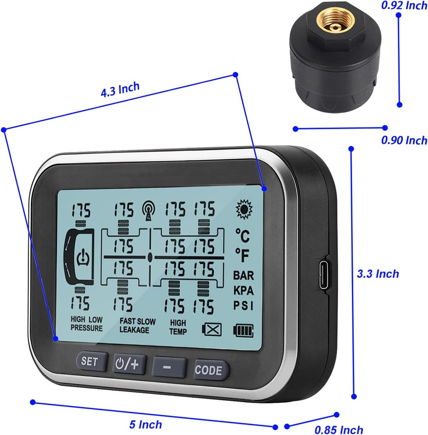 RV Tire Pressure Monitoring System, (0-199PSI) TM6 Trailer TPMS