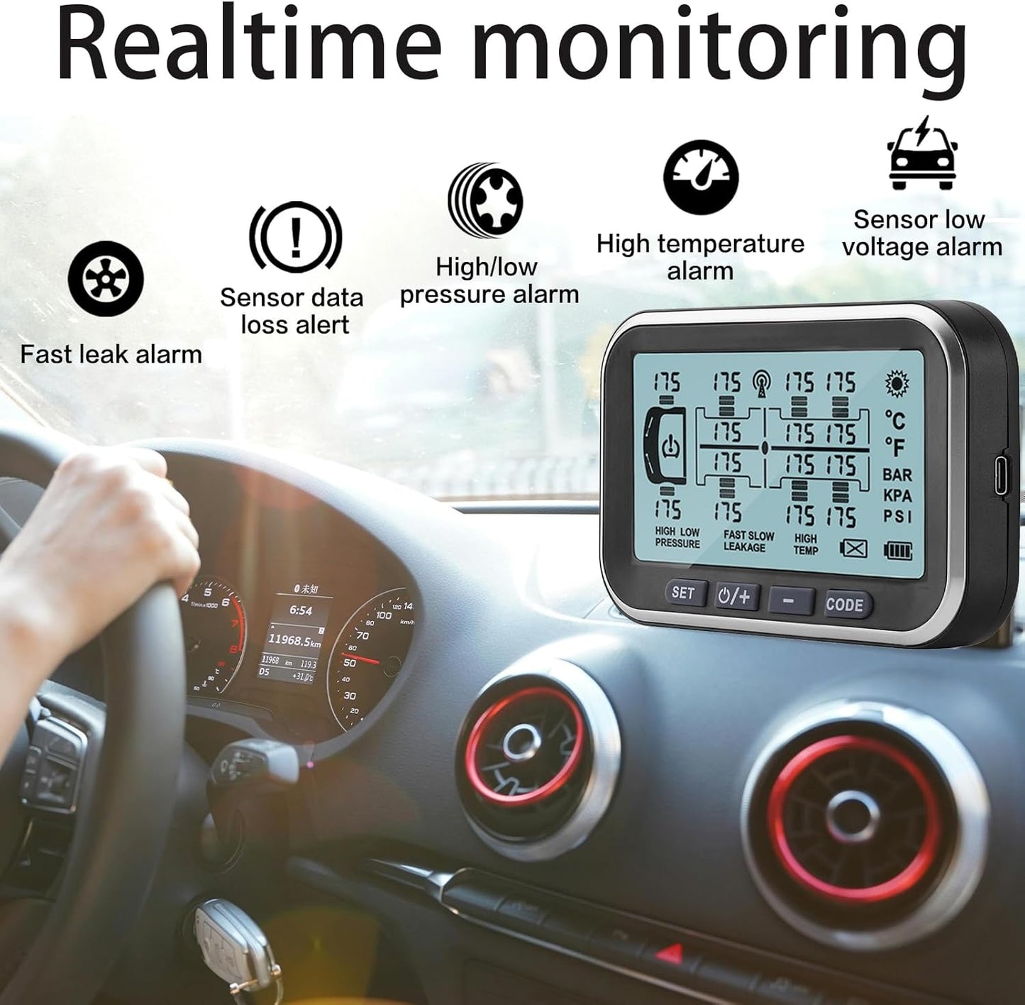 RV Tire Pressure Monitoring System, (0-199PSI) TM6 Trailer TPMS