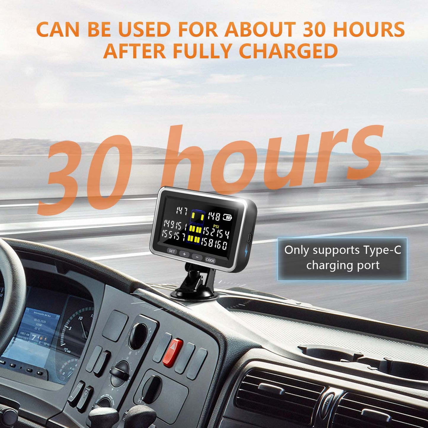 Truck/RV Tire Pressure Monitoring System, (0-199PSI) TS10 Trailer High Pressure TPMS